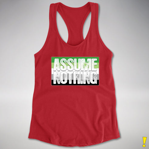 Assume Nothing Aromantic Pride Flag Racerback Tank - Red